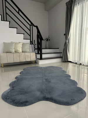 Open image in slideshow, Extra Soft &amp; Fluffy Thick 4 Quad Pelt Rabbit Fur Area Rug
