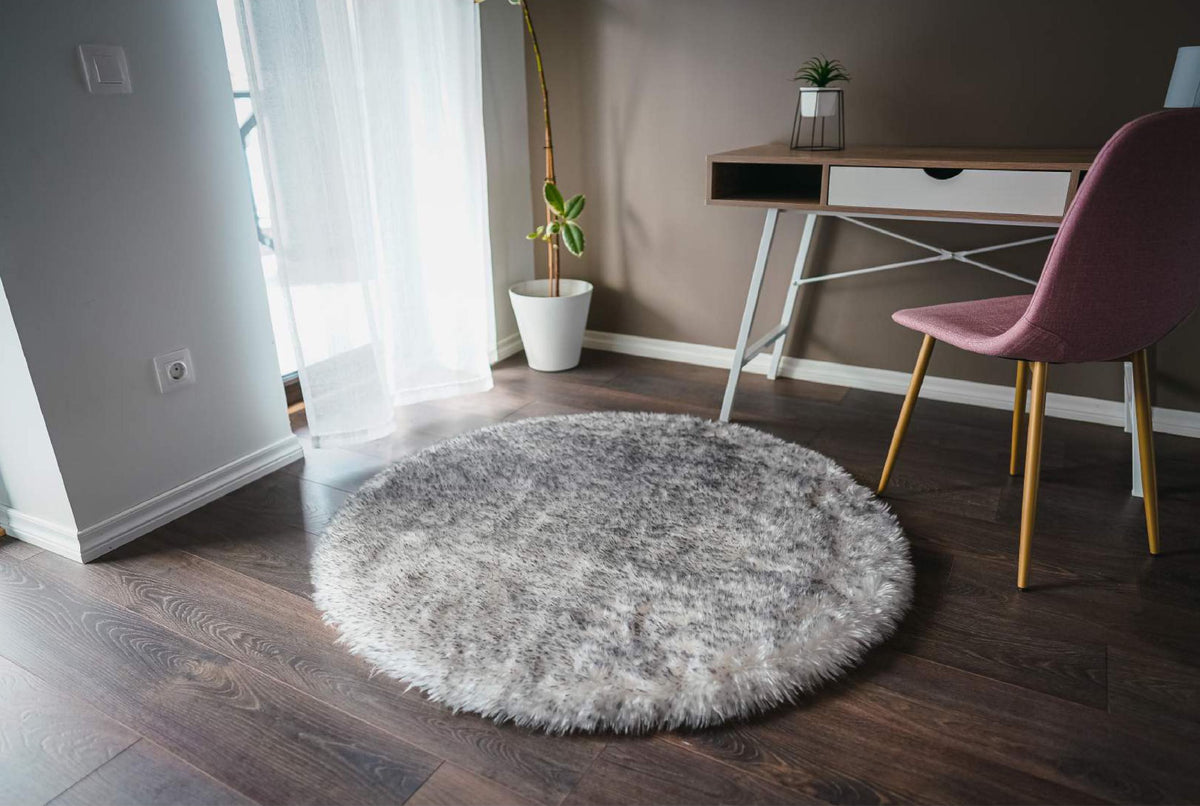 Extra Fluffy & Shaggy Round Dense Sheep Fur Area Rug WoollyFluff