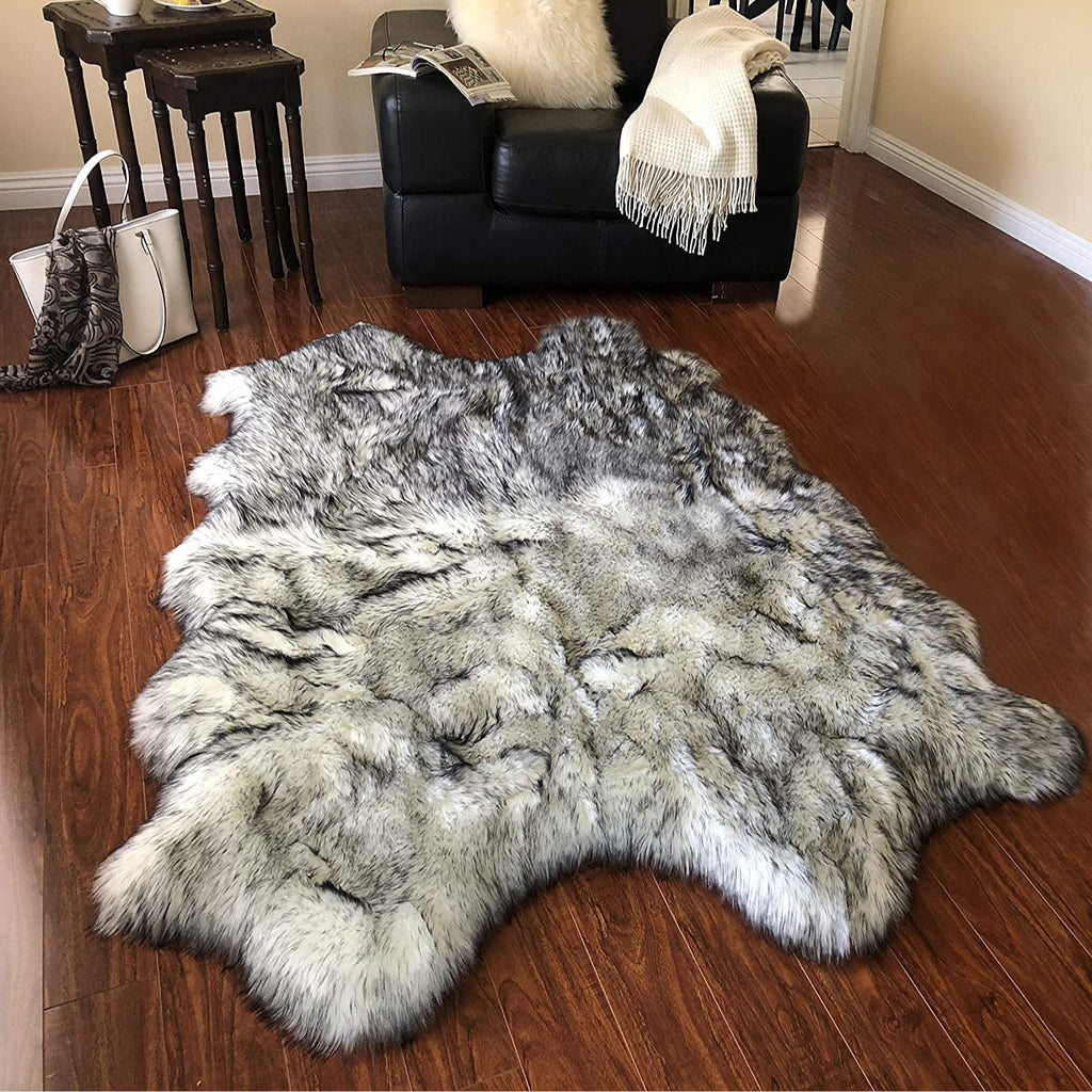 Extra Fluffy & Shaggy 4 Quad Pelt Sheep Fur Area Rug
