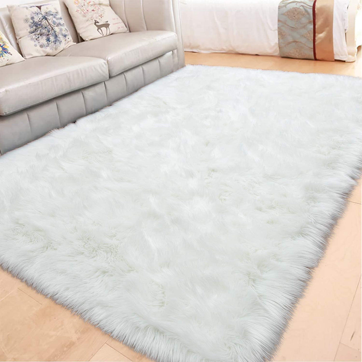 Extra Fluffy & Shaggy Rectangular Splendid Sheep Fur Area Rug WoollyFluff