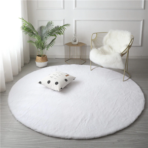 Open image in slideshow, Super Soft Extra Thick Round Rabbit Fur Area Rug
