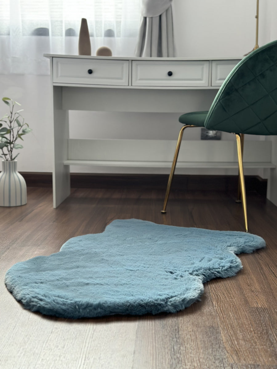 Extra Soft & Fluffy Thick Single Pelt Rabbit Fur Area Rug Super Dense