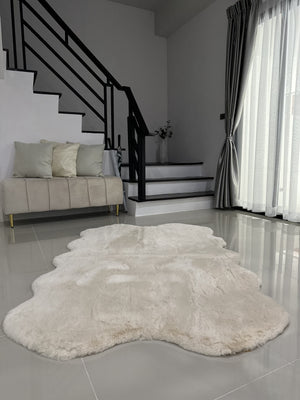 Open image in slideshow, Extra Soft &amp; Fluffy Thick 4 Quad Pelt Rabbit Fur Area Rug
