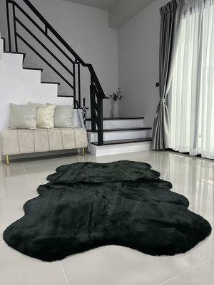 Extra Soft & Fluffy Thick 4 Quad Pelt Rabbit Fur Area Rug