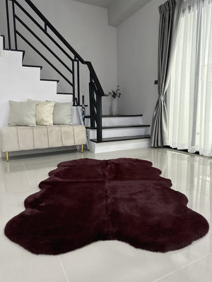 Extra Soft & Fluffy Thick 4 Quad Pelt Rabbit Fur Area Rug