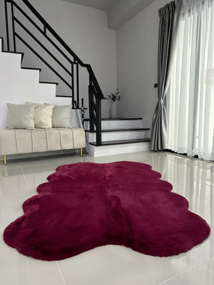 Extra Soft & Fluffy Thick 4 Quad Pelt Rabbit Fur Area Rug