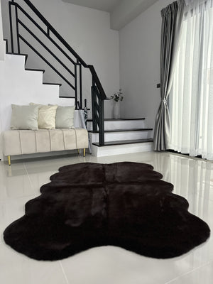 Extra Soft & Fluffy Thick 4 Quad Pelt Rabbit Fur Area Rug