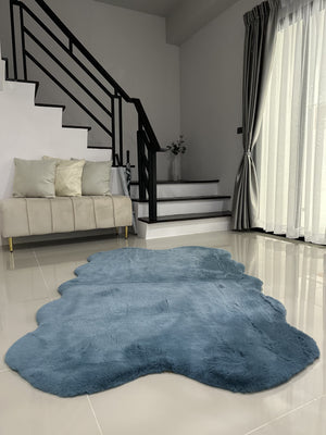 Open image in slideshow, Extra Soft &amp; Fluffy Thick 4 Quad Pelt Rabbit Fur Area Rug
