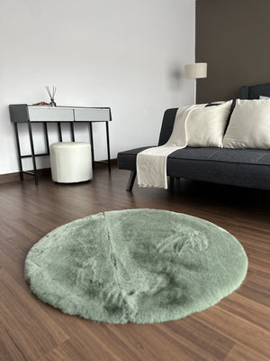 Open image in slideshow, Extra Soft &amp; Fluffy Thick Round Rabbit Fur Area Rug
