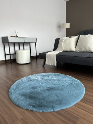 Open image in slideshow, Extra Soft &amp; Fluffy Thick Round Rabbit Fur Area Rug
