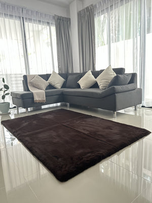 Extra Soft & Fluffy Thick Rectangular Rabbit Fur Area Rug