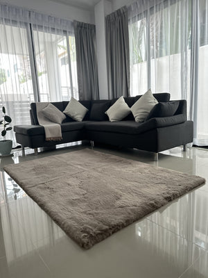 Extra Soft & Fluffy Thick Rectangular Rabbit Fur Area Rug
