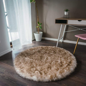 Extra Fluffy & Shaggy Round Dense Sheep Fur Area Rug