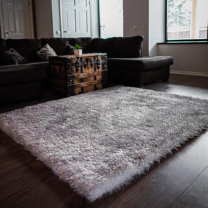 Open image in slideshow, Extra Fluffy &amp; Shaggy Rectangular Mellow Sheep Fur Area Rug
