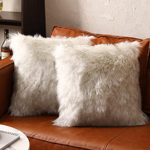 Open image in slideshow, Square Sheep Fur Pillow Covers - Extra Fluffy 2-Pack
