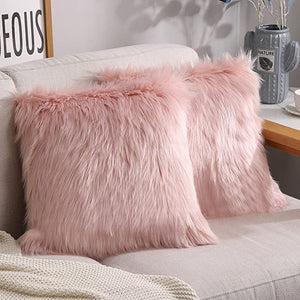 Square Sheep Fur Pillow Covers - Extra Fluffy 2-Pack