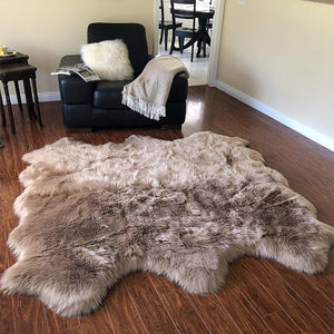 Extra Fluffy & Shaggy 6/8 Pelt Sheep Fur Area Rug