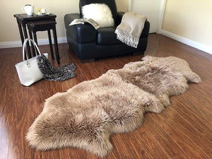 Open image in slideshow, Extra Fluffy &amp; Shaggy Double Pelt Sheep Fur Area Rug
