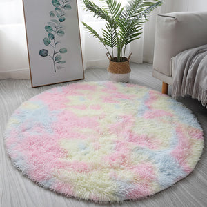 Fluffy & Shaggy Round Flossy Shaggy Fur Area Rug