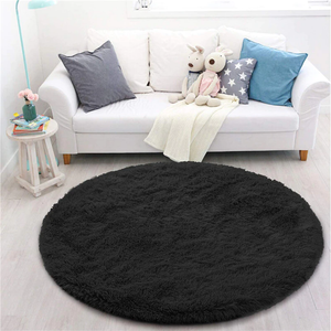 Fluffy & Shaggy Round Solid Shaggy Fur Area Rug