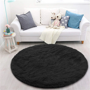 Open image in slideshow, Fluffy &amp; Shaggy Round Solid Shaggy Fur Area Rug
