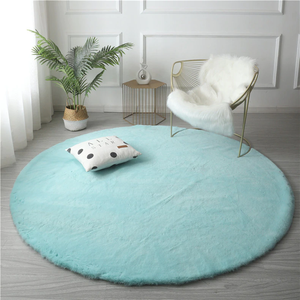 Open image in slideshow, Super Soft Extra Thick Round Rabbit Fur Area Rug
