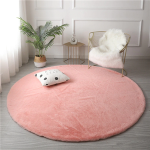 Super Soft Extra Thick Round Rabbit Fur Area Rug