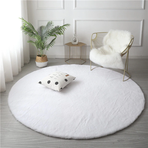 Super Soft Extra Thick Round Rabbit Fur Area Rug