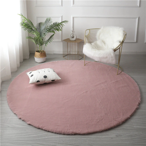 Super Soft Extra Thick Round Rabbit Fur Area Rug