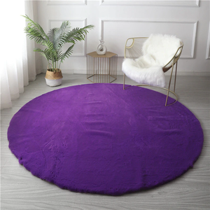 Open image in slideshow, Super Soft Extra Thick Round Rabbit Fur Area Rug
