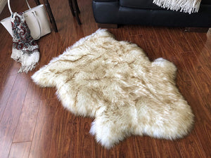 Open image in slideshow, Extra Fluffy &amp; Shaggy Single Pelt Sheep Fur Area Rug
