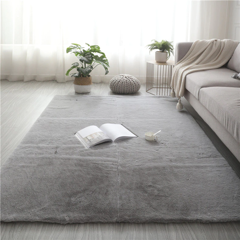 Orange Rabbit Fur Rug Rectangular Extra Thick Rabbit Fur Area Rug - Super Soft – WoollyFluff